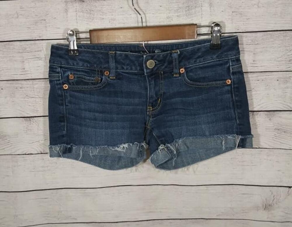 American Eagle Dark Wash Cuffed Jean Shorts Sz 2